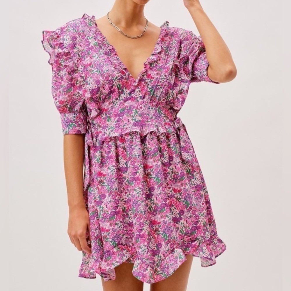 For Love and Lemons Katarina Mini Dress in Rose size M - Picture 3 of 13
